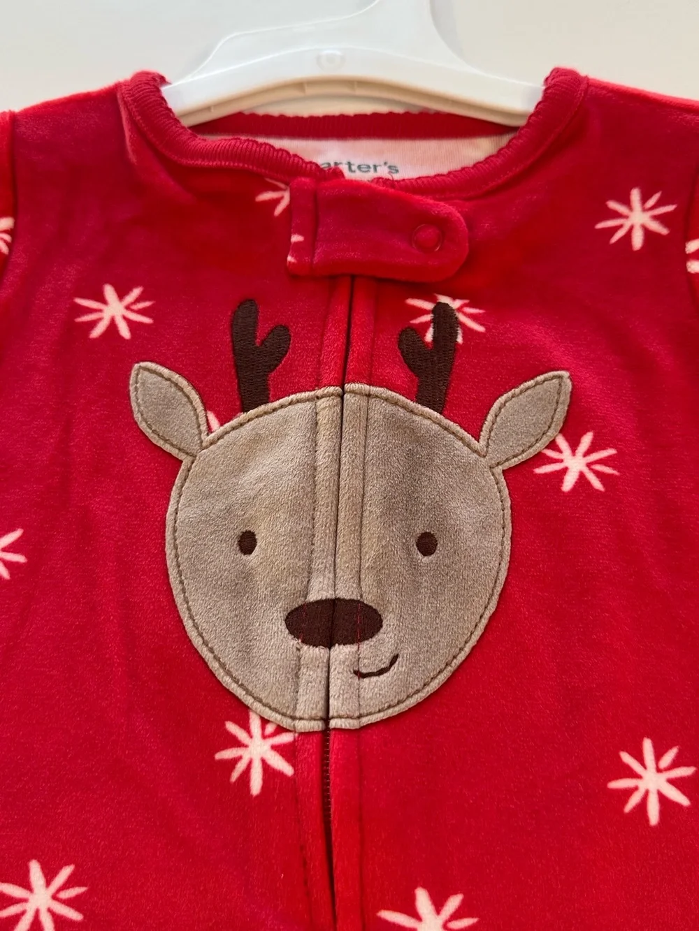 Carter's Christmas Pajama Set Red Reindeer Striped Santa Footed NWT Size 6 Month